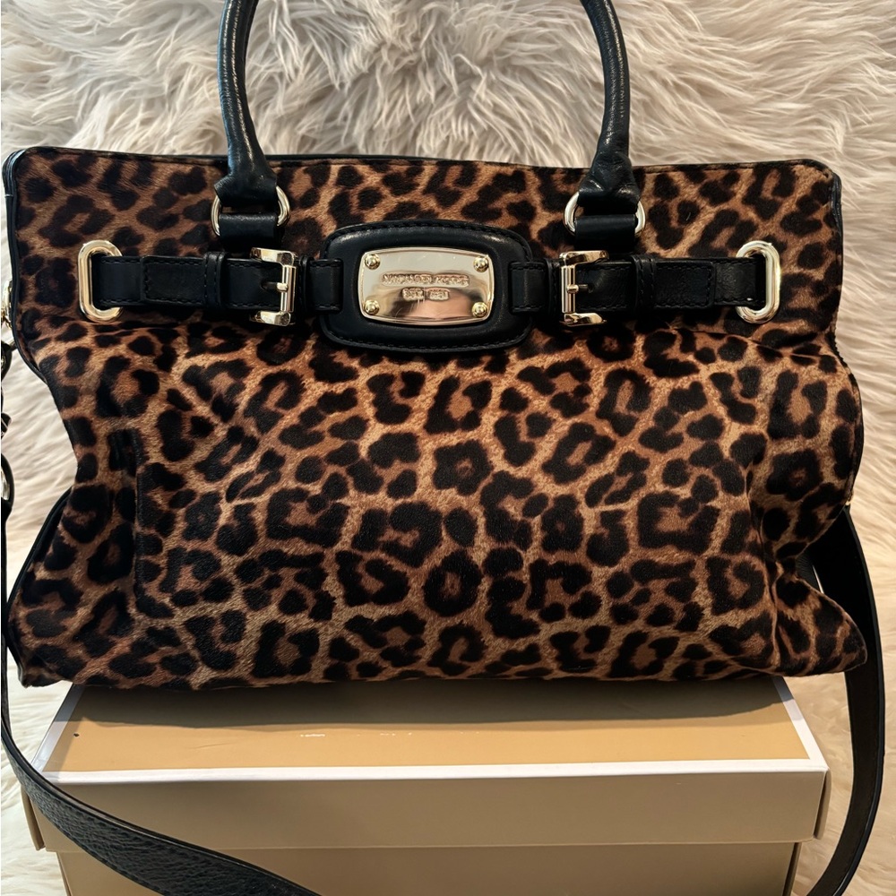 Michael Michael Kors Hamilton leopard print calf hair purse